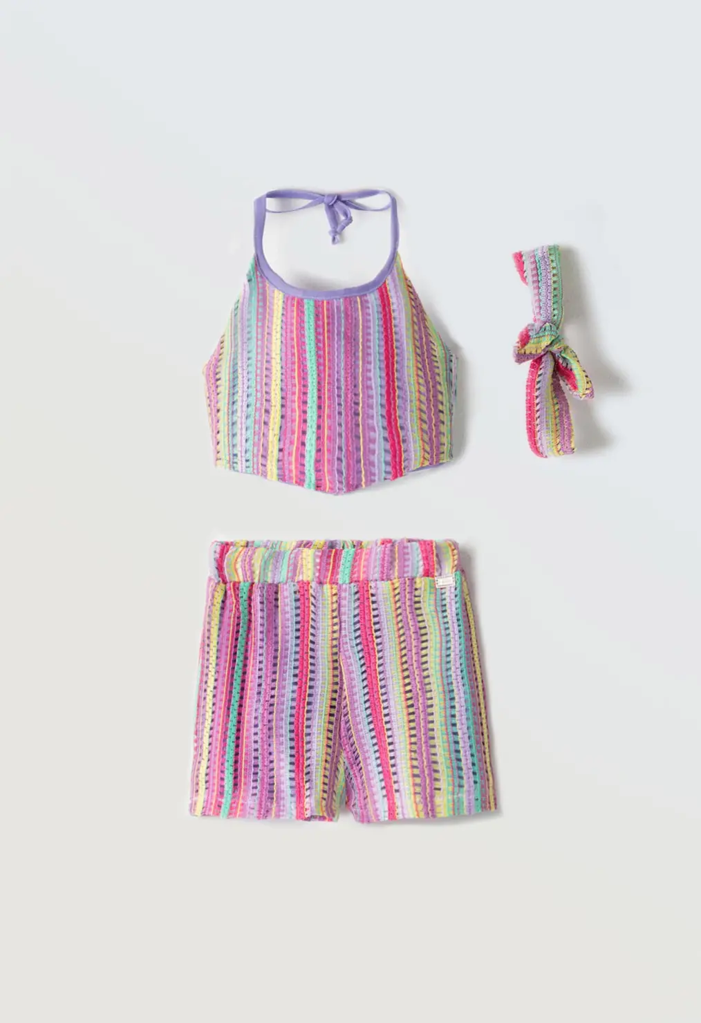 Σετ σορτς πλεκτό με κορδέλα